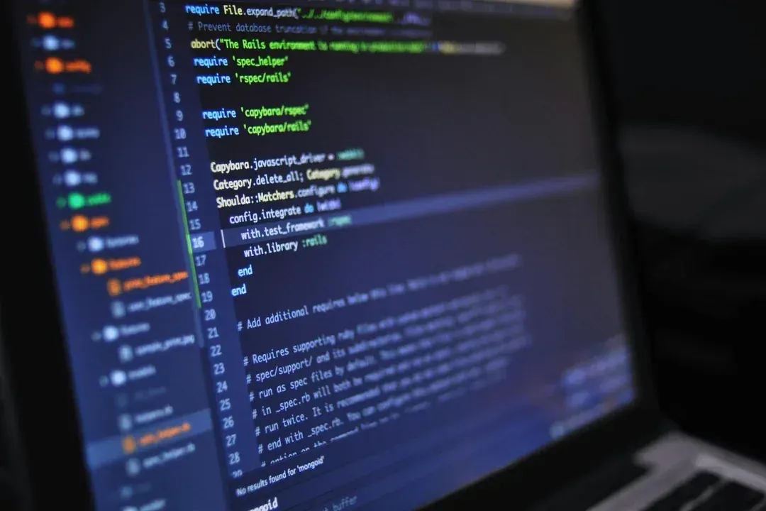 Programming code displayed on a computer screen