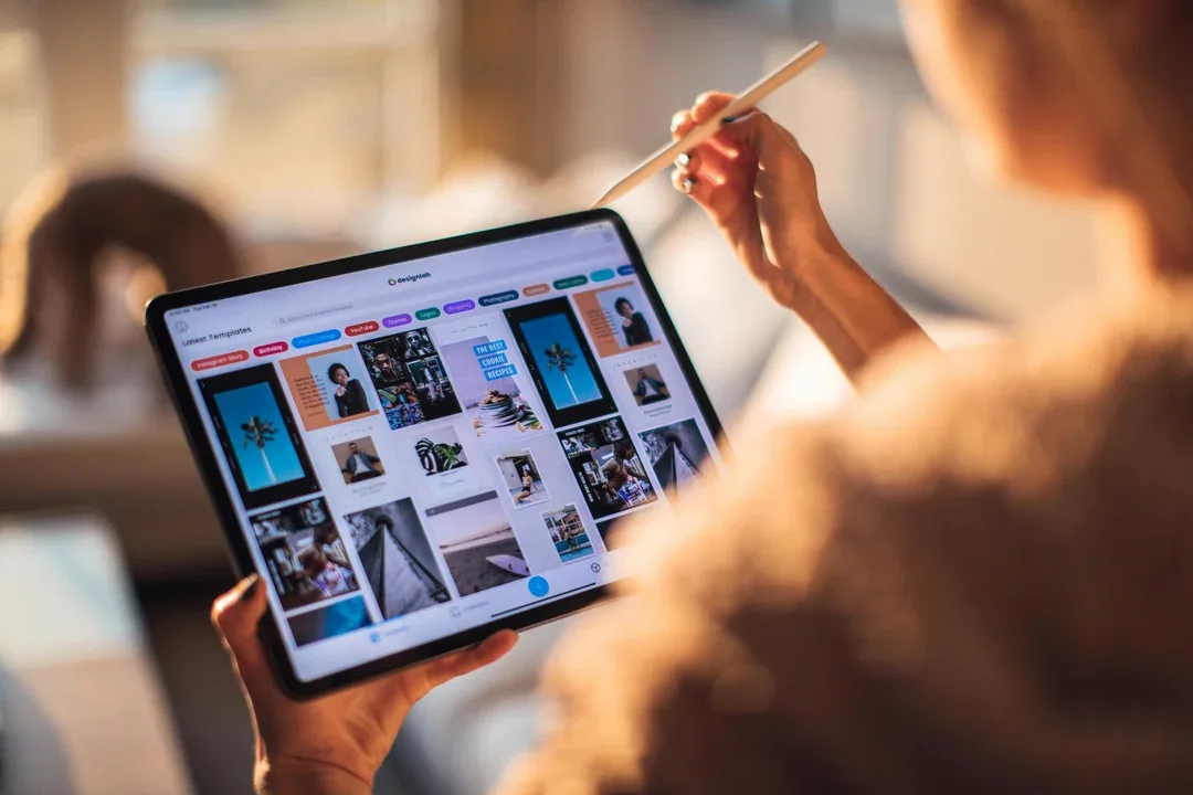 Person browsing a website on a laptop