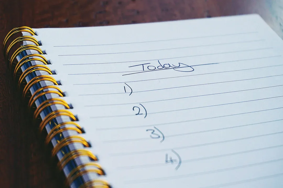 Notebook with a handwritten to-do list