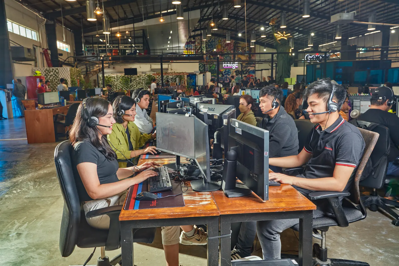 Philippines outsourcing with headset-equipped workstations at Clark Outsourcing